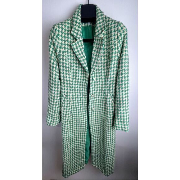 Green Houndstooth Jacket Coat - Picture 5 of 6